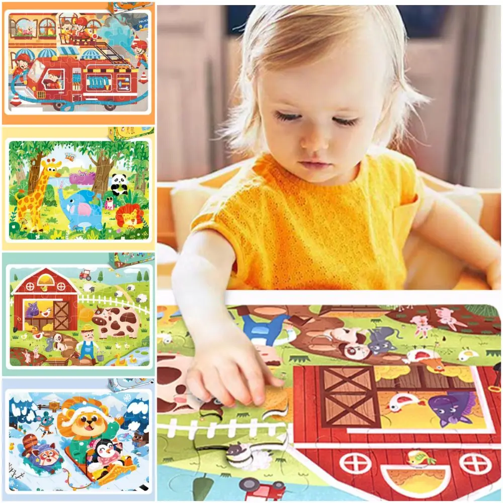 

Cartoon Large Puzzle Gift Box Multicolor Beginner Advanced Forest Animal Vehicle 24/48/60pcs Thematic Puzzles Fun Activities
