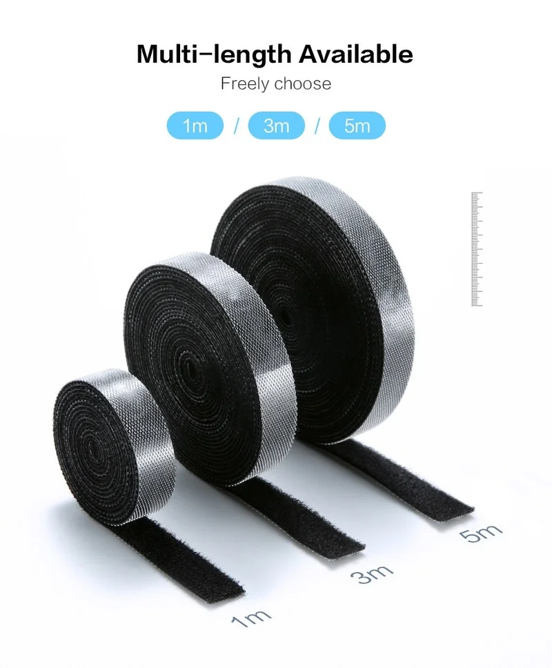 5M Nylon Cable Ties Power Wire Loop Tape Multifunction Nylon Straps Fastener Reusable Fastening Tie Wire Cord Straps Organizer