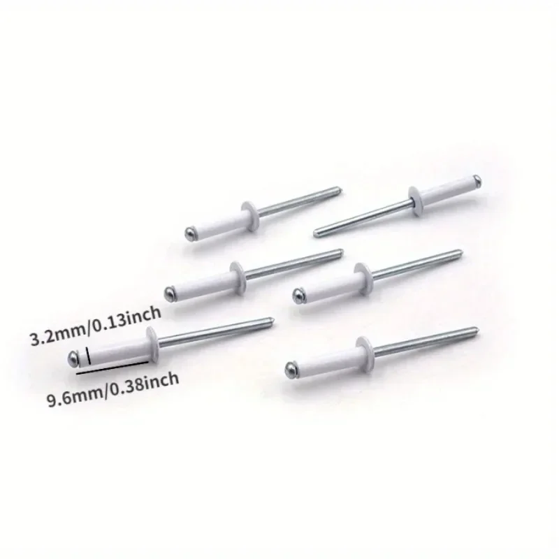 50pcs White Painted Blind Rivets Round Head Hollow Rivets Aluminium Steel Home Decoration Rivets Hardware Fastener DIA 1/8"