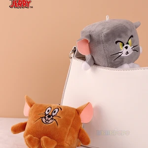 Tom ve Jerry peluş oyuncak kızlar için, anahtarlık, anahtarlık serisi deformasyon, çanta asılır süslüyor bebek, sevimli, komik, hediye, tatil en çok satılan 12-tom'un oyuncakları-no. 8