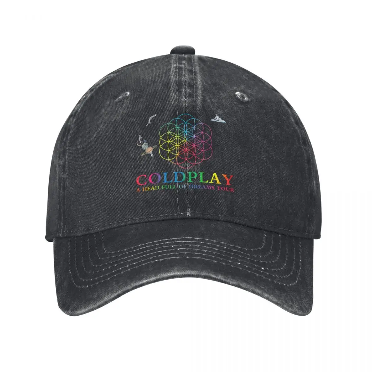 Cold-plays A Head Full Of Dreams Tour Heavy Metal Rock Music Band Baseball Cap Vintage Distressed Denim Sun Cap Unisex Hat