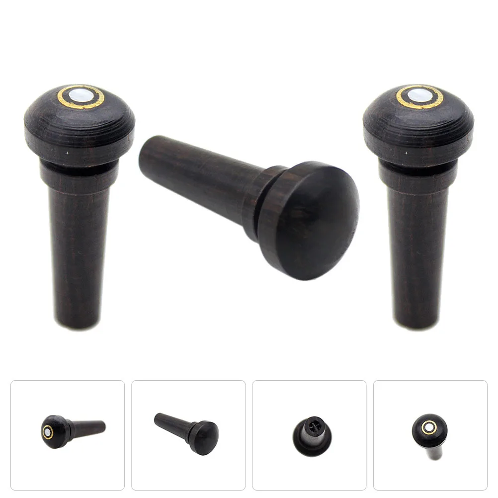 

3Pcs Violin End Peg Solid Ebony Wood Classic Design Easy Install for Violin Bridge Pin Replacement Supplies Wooden Bridge Pin