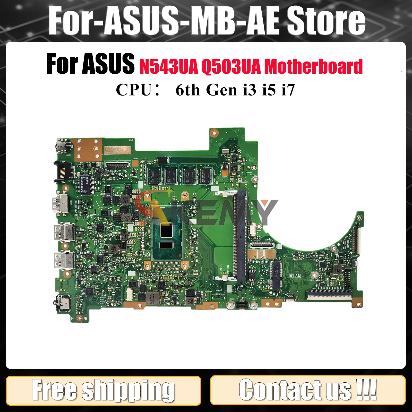 

Q503UA Laptop Motherboard For ASUS VivoBook Q503U N543UA Q503UA Notebook Mainboard With i3 i5 i7 CPU 100% tests OK fast shipping