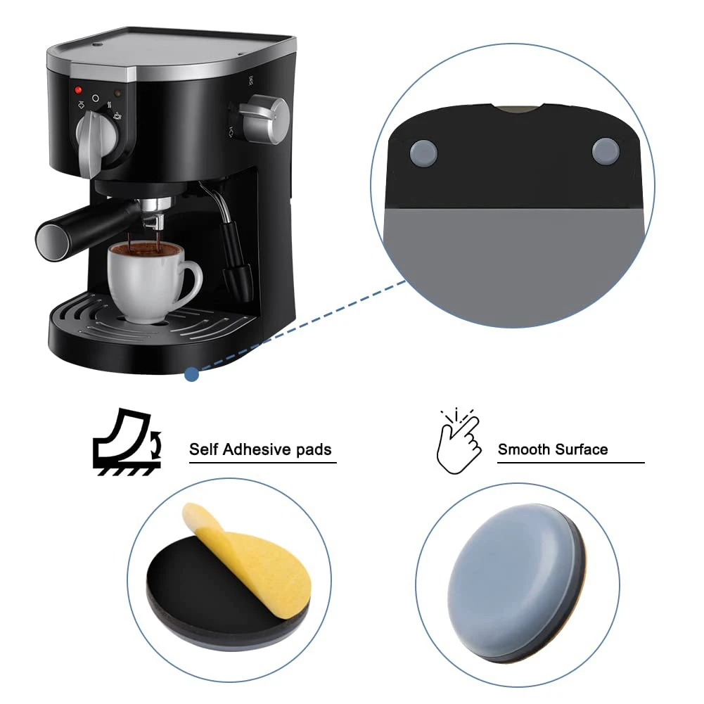 12 controles deslizantes do aparelho de cozinha dos pces para contador, bandeja deslizante adesiva do caddy compatível com a maioria das cafeteiras, fritadeiras de ar