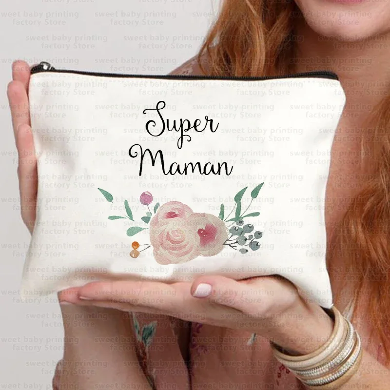 Super Maman Flower Cosmetic Bag Makeup Bags Women Travel  Gift Ladies Portable Cosmetic Case Beauty Bag neceser maquillaje