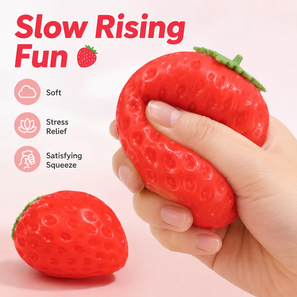 1pc Cute Strawberry Baby Slow Rebound Squishy Toy Soft Squeeze Stress Relief Fidget Toy Kawaii Fruit Cartoon Desk Ornament Relax Small Gift For Kids Adults Office School Daily Decompression
