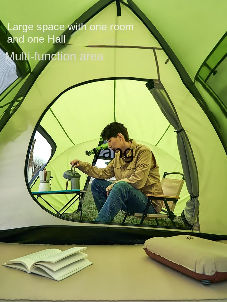 Yjq Tent Outdoor One-Bedroom One-Living Room Tunnel Tent Double-Layer Rain-Proof Sun-Proof Outdoor Camping Portable