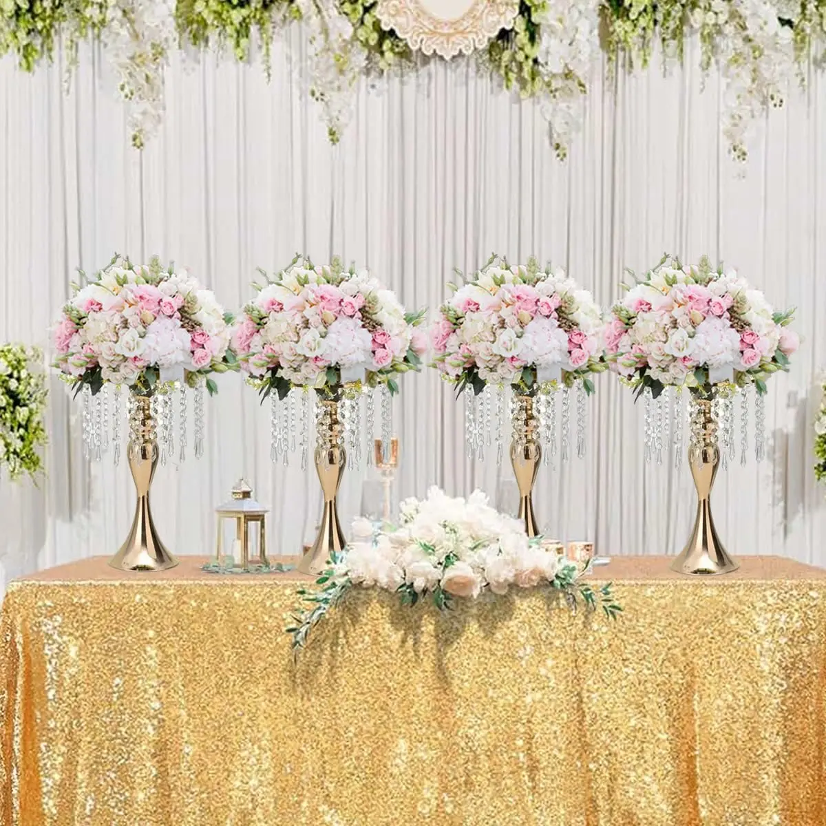 

8pcs Wedding Centerpieces for Tables Gold Vase Crystal Flower Stand Floral Vases for Tabletop Flower Stand Gift Party Home Decor