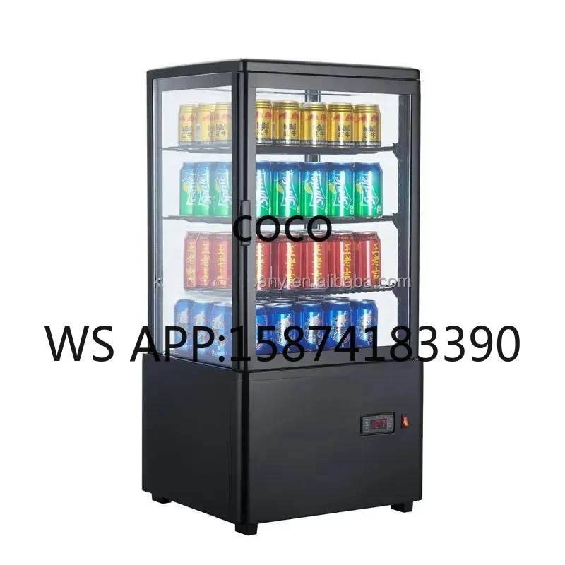 Commercial Upright Vertical Cake Chiller 4 Sides Clear Glass Display Refrigerator for Bakery Pastry Display