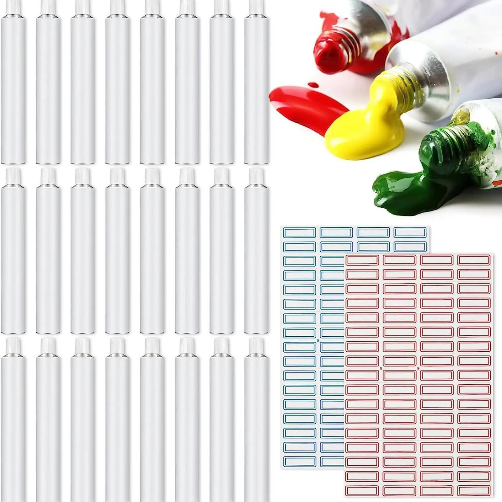24Pcs,Empty,Aluminum Paint Tubes Set,Sample Packing Bottles Jars,Mini Containers Empty Aluminium Tube Containers