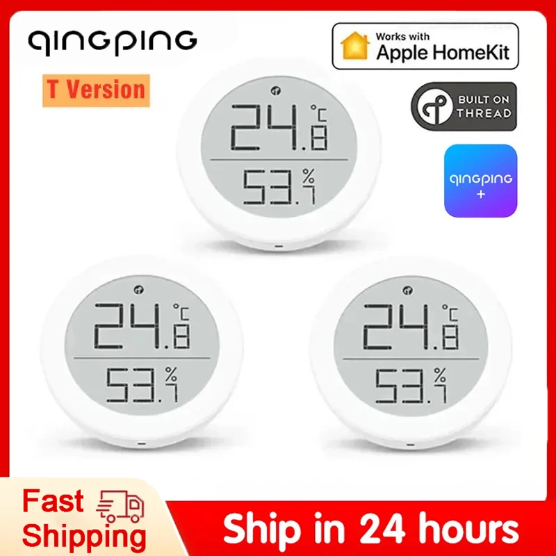 Qingping Temperature Humidity Sensor T Version Thread/BLE High-precision Indoor E-Link INK Thermometer work with Apple HomeKit