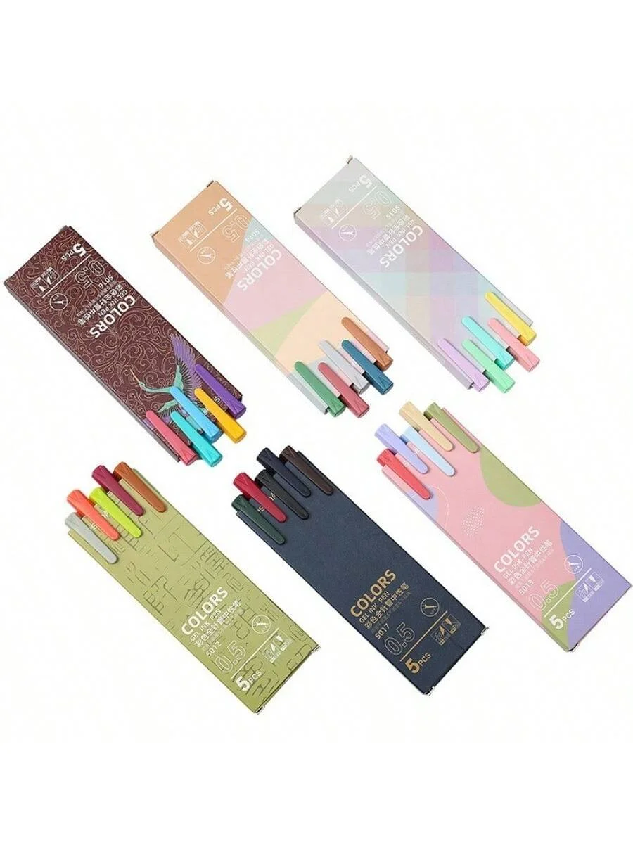 5 Pcs/Set Kawaii Gel Pen 0.5mm Gel Color Ink Stationery School Writing supplies for Shcool Office Stationery