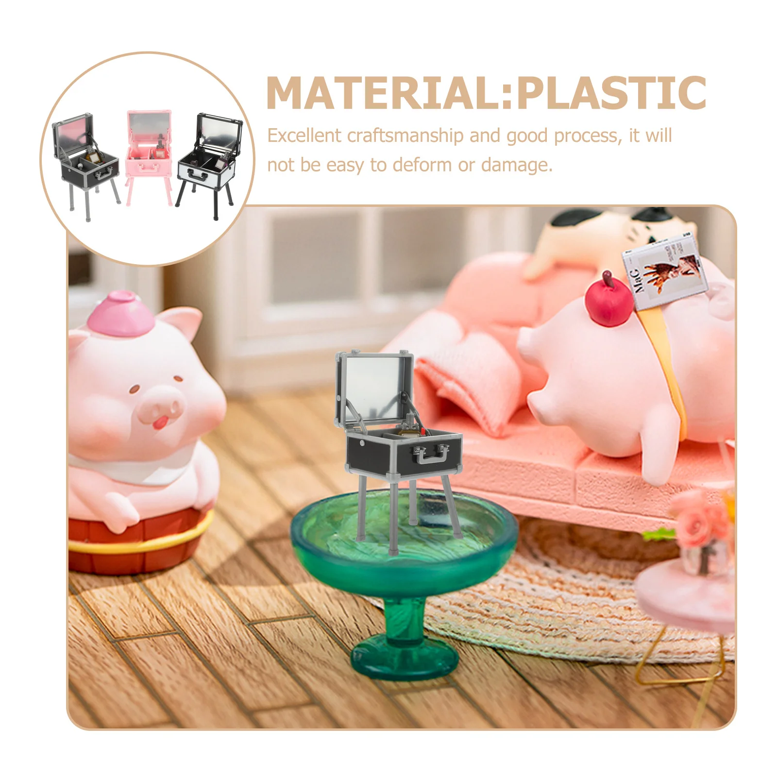 3Pcs Miniature Dresser Ornament Highly Realistic Makeup Storage Box for Tiny House Decoration Desktop Art Decor Mini Furniture