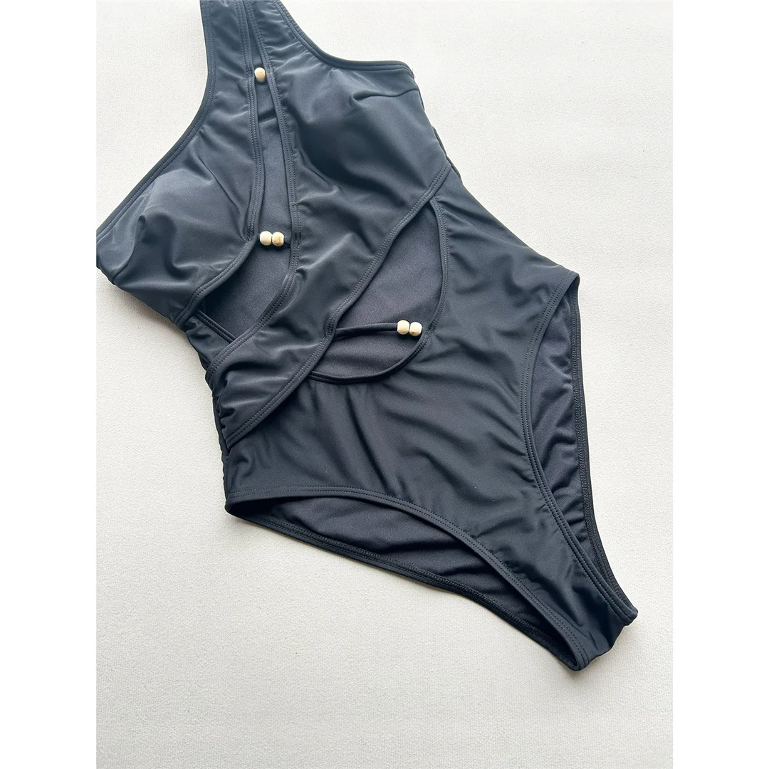 Asymmetrischer Cut-Out-Badeanzug mit einer Schulter für Damen, einteiliger Badeanzug, Monokini mit hohem Beinausschnitt, Badebekleidung, Badeanzug, Modell V7949 – Detail 11