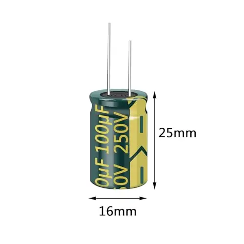 10Pcs 250v 100UF Capacitor 16x25MM(0.63x0.98in) High Frequency Aluminum Electrolytic Capacitors for TV, LCD Monitor, Game