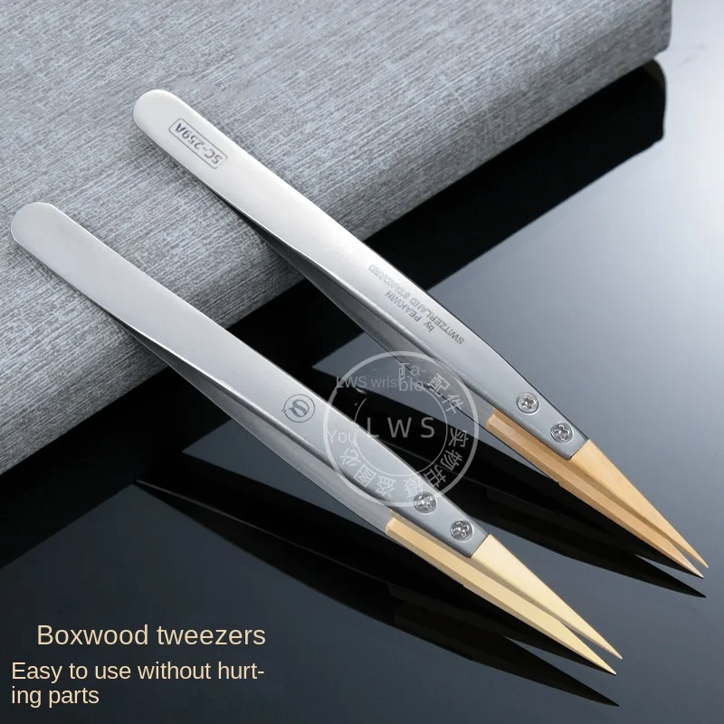 Watch repair tool, boxwood tweezers, precision anti magnetic tweezers, 27 # pointed tweezers, insulated and not damaging parts