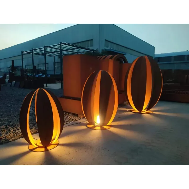 Corten Steel Modern Double Sided Garden Cube Light Box Metal Material with Light Emitting Capabilities