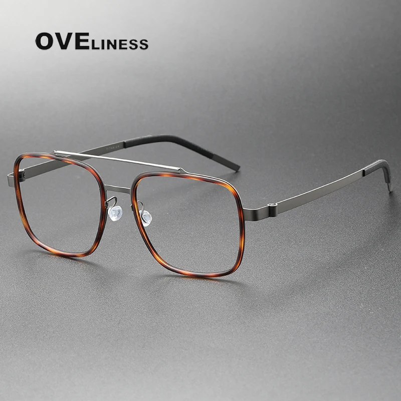 

Titanium eye Glasses Frame for Men Women Acetate New Vintage Myopia oversize Optical Prescription Eyeglasses Screwless Eyewear