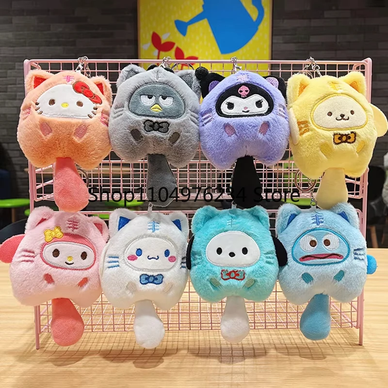 

Плюшевая кукла Sanrio Hello Kitty с подвеской на рюкзак Kuromi и Cinnamoroll - пушистая модель, брелок в стиле аниме для подарков на день рождения