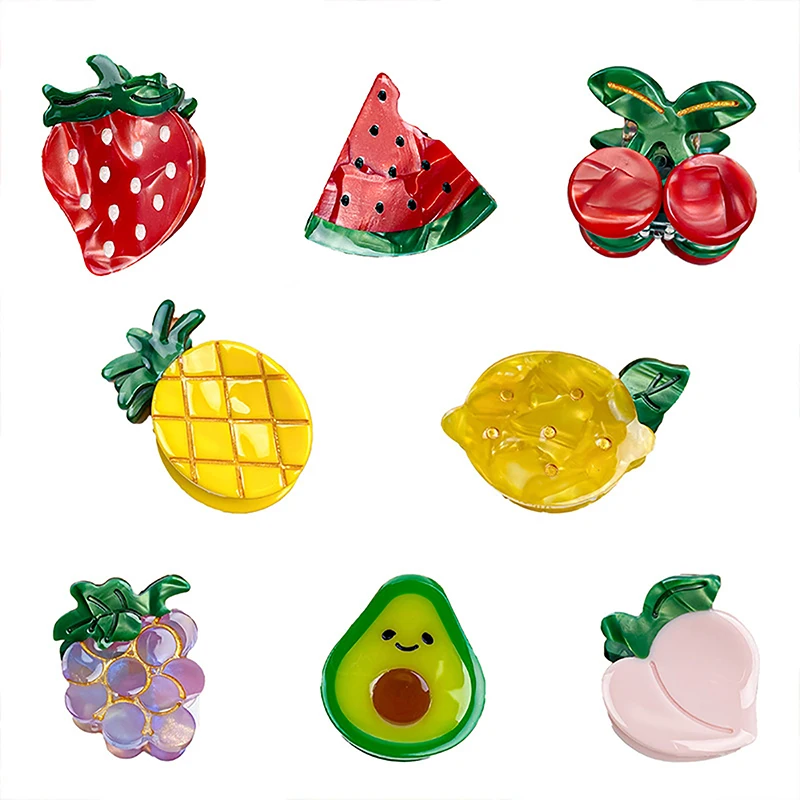 Korea Acrylic Fruits Vegetables Strawberry Watermelon Avocado Hair Clips Claws Shark Clip Hair Grab Headdress For Women Girls