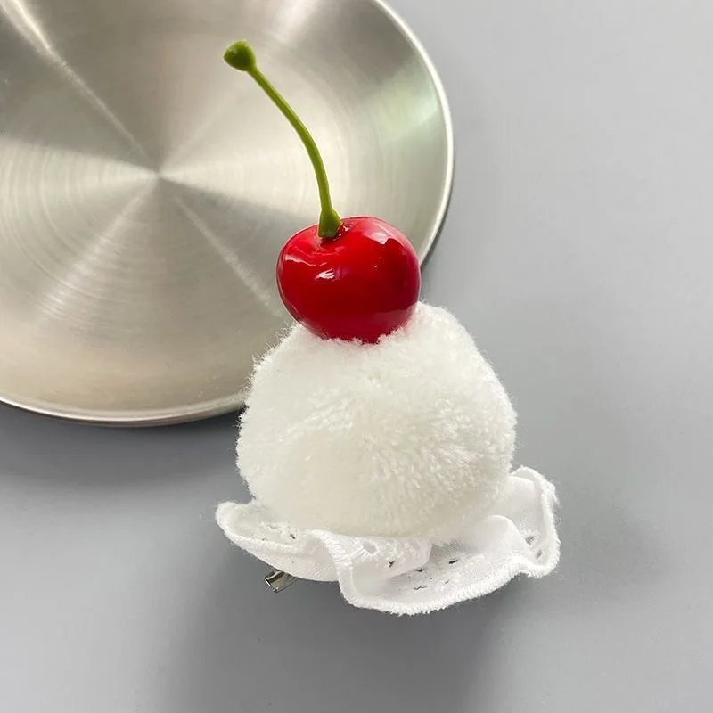 لطيف رقيق الكرة الأحمر الكرز الدانتيل دبابيس الشعر لوليتا الفتيات الحلو حلية شعر تأثيري الدعائم موضوع الإبداعية صور الدعامة زي