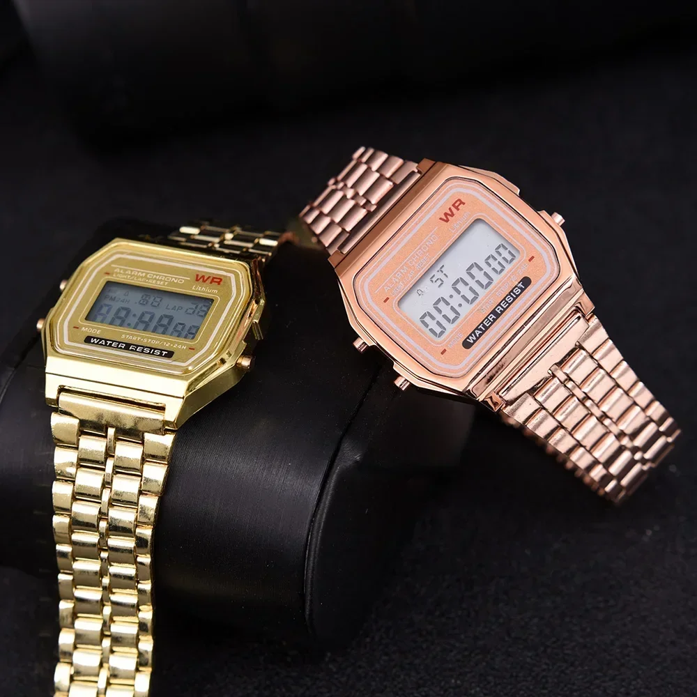 Reloj Digital para hombre y mujer, cronógrafo Digital de lujo, resistente al agua, Retro, de acero inoxidable, deportivo, militar, electrónico, para