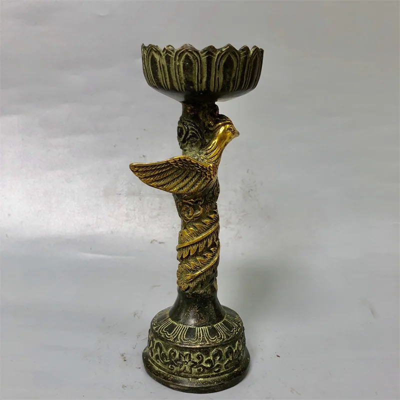 Guyunzhai Brass Antique Copper Candlestick Dragon and Phoenix Candlestick Brass Decoration Home Crafts Office Decorations