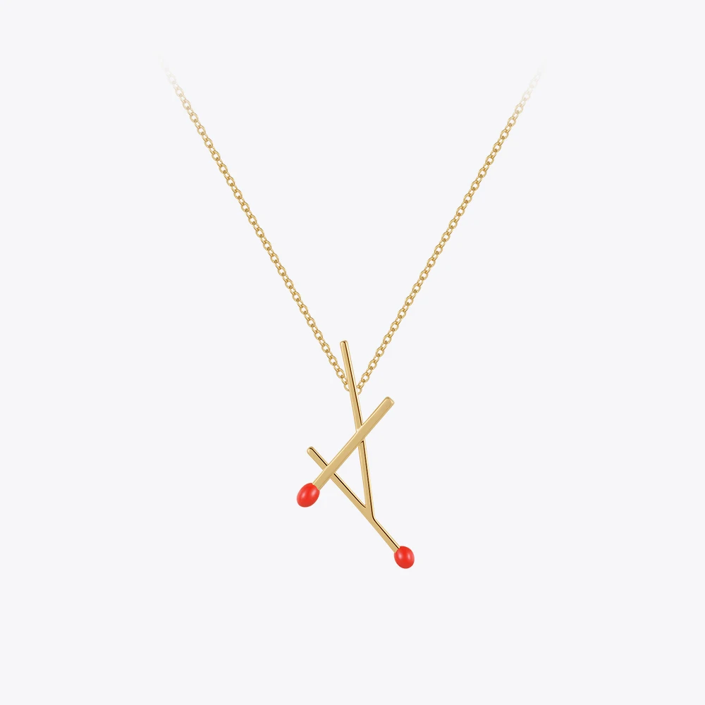 ENFASHION Matchstick Pendant Necklace For Women Gold Color Necklaces New In Fashion Jewelry Christmas Gift Collier P223353