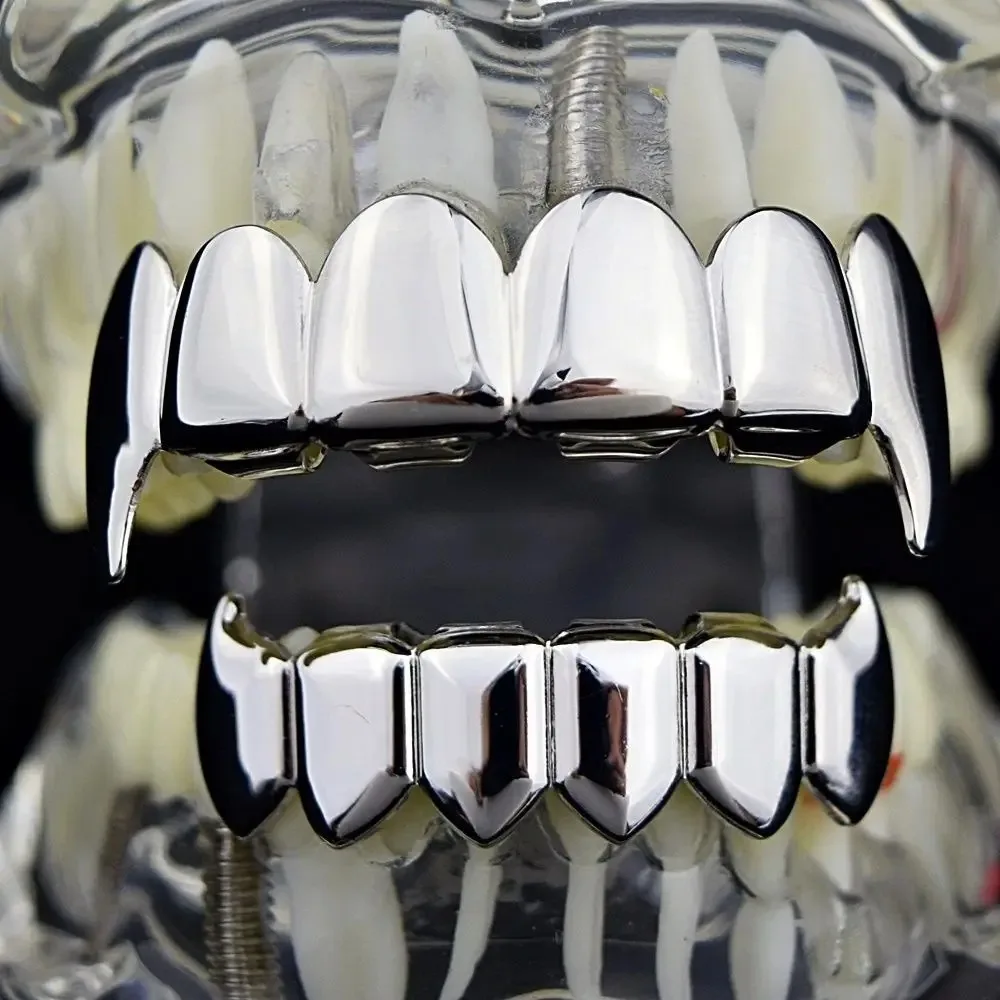 Klassische Glänzende Vampirzähne Zahnkappen Hip-Hop 6/6 Glatte Oberfläche Zahn-Grills für Frauen Männer Halloween Cosplay Schmuck Geschenk – Detail 7