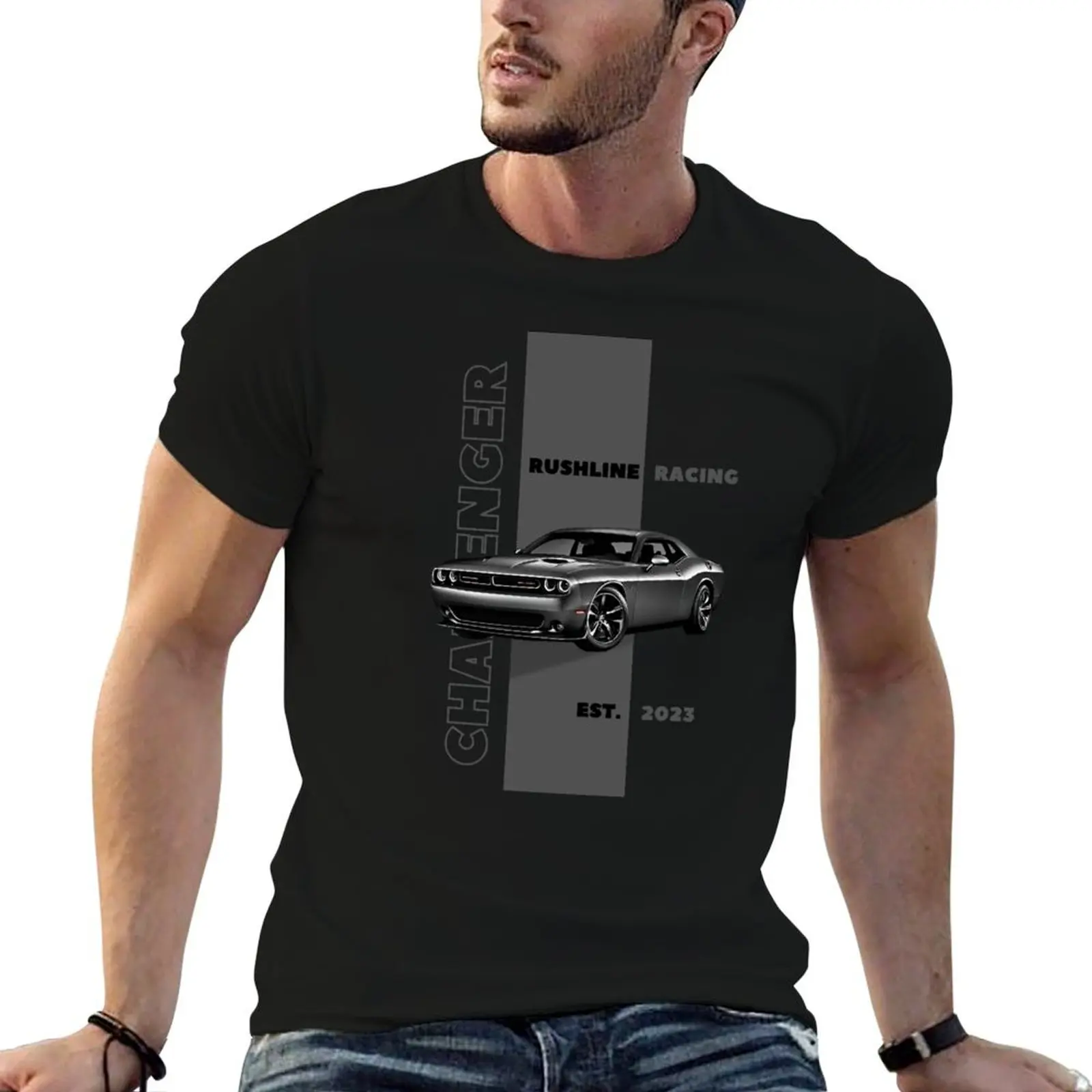 Rushline Racing: Challenger-Inspired Design T-Shirt customs design your own summer tops oversized anime Men's t shirts