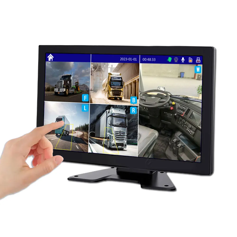 10.1 Inch Touch Screen Car Monitor 5CH MDVR Camera AHD 720P Color Night Vehicle Cam Systems Parking Video Recorder