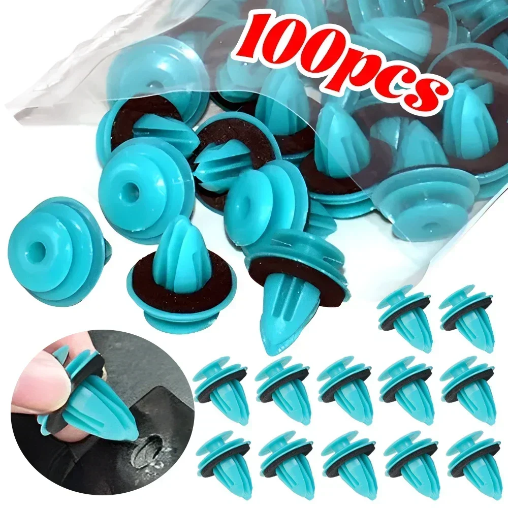 20-100pcs Car Door Panel Clips Green Plastic Automotive Truck Bumpers Door Trim Fasteners with Sponge Cushion Shockproof Parts