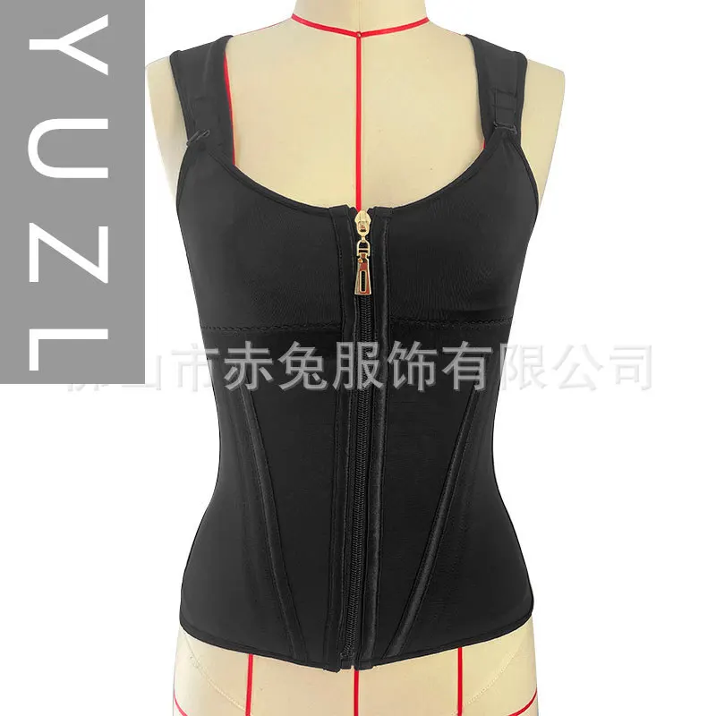 موديل جديد 2025، سترة تشكيل ثلاثية الصدر 11 عظام، جزء علوي مع حمالة صدر، شبكة متكاملة، ملابس تشكيل للبطن والخصر