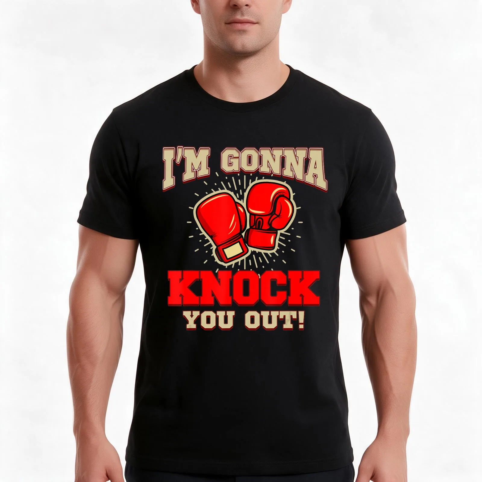 Kickboxing Im Gonna Knock You Out Kickbox Kickboxer T-Shirt, Summer Casual Cotton Tee, Oversized Streetwear Tops, 100% Cotton