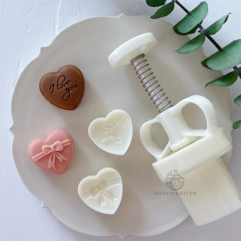 20g Mini Love Shape Gift Mooncake Mould Mid-Autumn Festival Green Bean Cake Cookie Stamp Valentine's Day Pastry Baking Mold