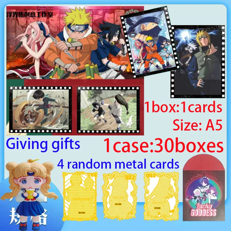 Naruto A5 Size Flash Boards Japanese Anime Konoha Bonds Collection Cards Hinata Sakura Sasuke Booster Box TCG Hobby Gift