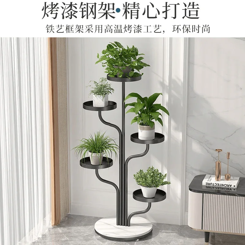 Soporte de flores de hierro forjado, mueble de TV de lujo de alta gama para sala de estar, junto al balcón con soporte para maceta suculenta