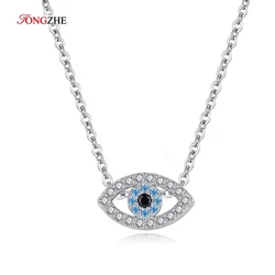 TONGZHE Evil Eyes wisiorek 925 Sterling Silver długi naszyjnik łańcuch kryształ turecki Eye naszyjniki kobiety dziewczyny szczęście Fine Jewelry