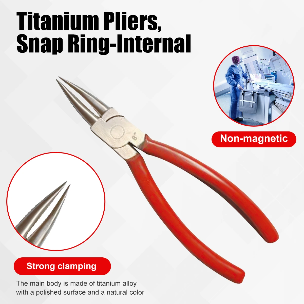 SFREYA T1052 Titanium Pliers,Snap Ring-Internal 6/7/8 Inch Non-magnetic Corrosion-resistant Lightweight Tools,Apply in Aerospace