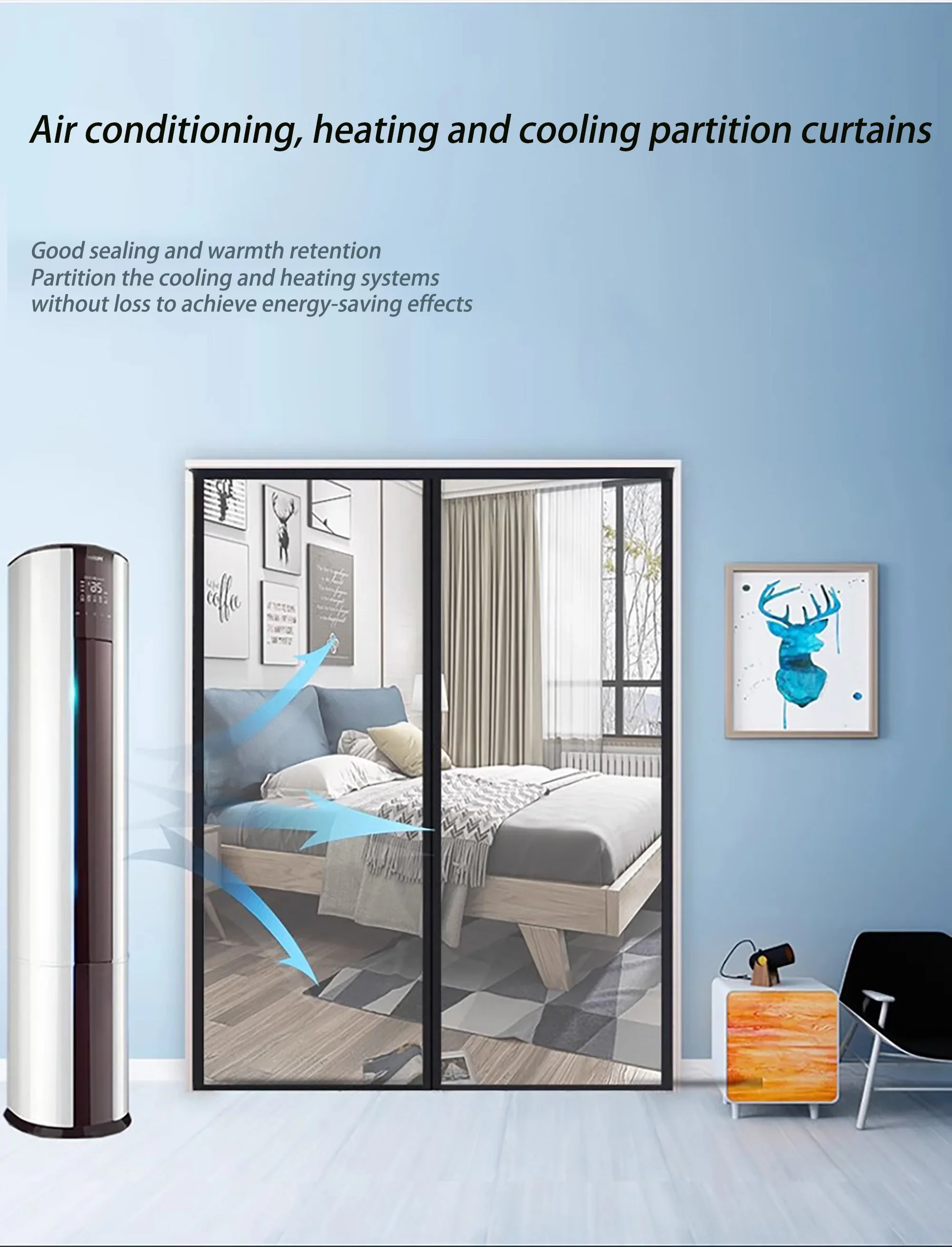 

Kitchen partition curtain, winter magnetic transparent air conditioning door curtain, windproof and warm door curtain