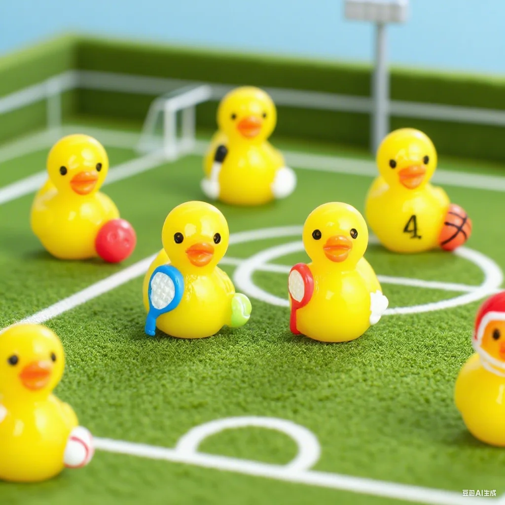 10/20pcs Mini Resin Duck Figures Yellow Sport Style Duck Football Basketball Rugby Duck Miniature Animals Ornaments for DIY