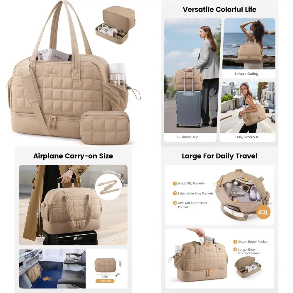 

Женская спортивная сумка Weekender с отделением для обуви, ручная кладь-пуховик для воздушных путешествий, больничная сумка Essential