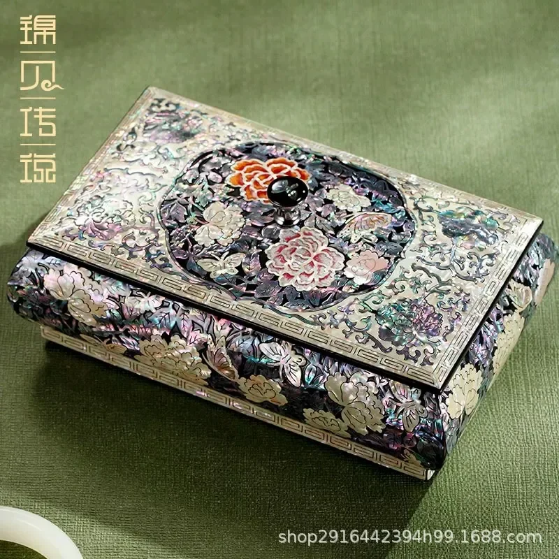 for Jinbei Legend Snail Wooden Jewelry Box Retro Chinese Necklace Storage Organizer Wedding Gift for Princess Girls Home
