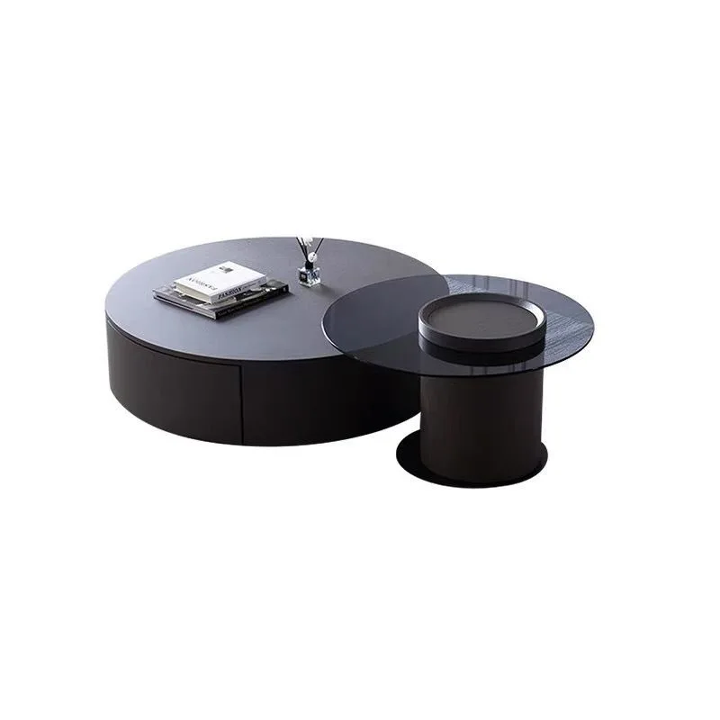 Italian minimalist solid wood round coffee table, household light luxury small apartment tea table Internet celebrity simple