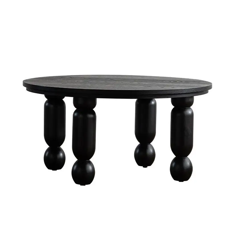 

Wabi Sandy Wind Solid Wood Living Room Small Round Table Household Balcony Small Coffee Table