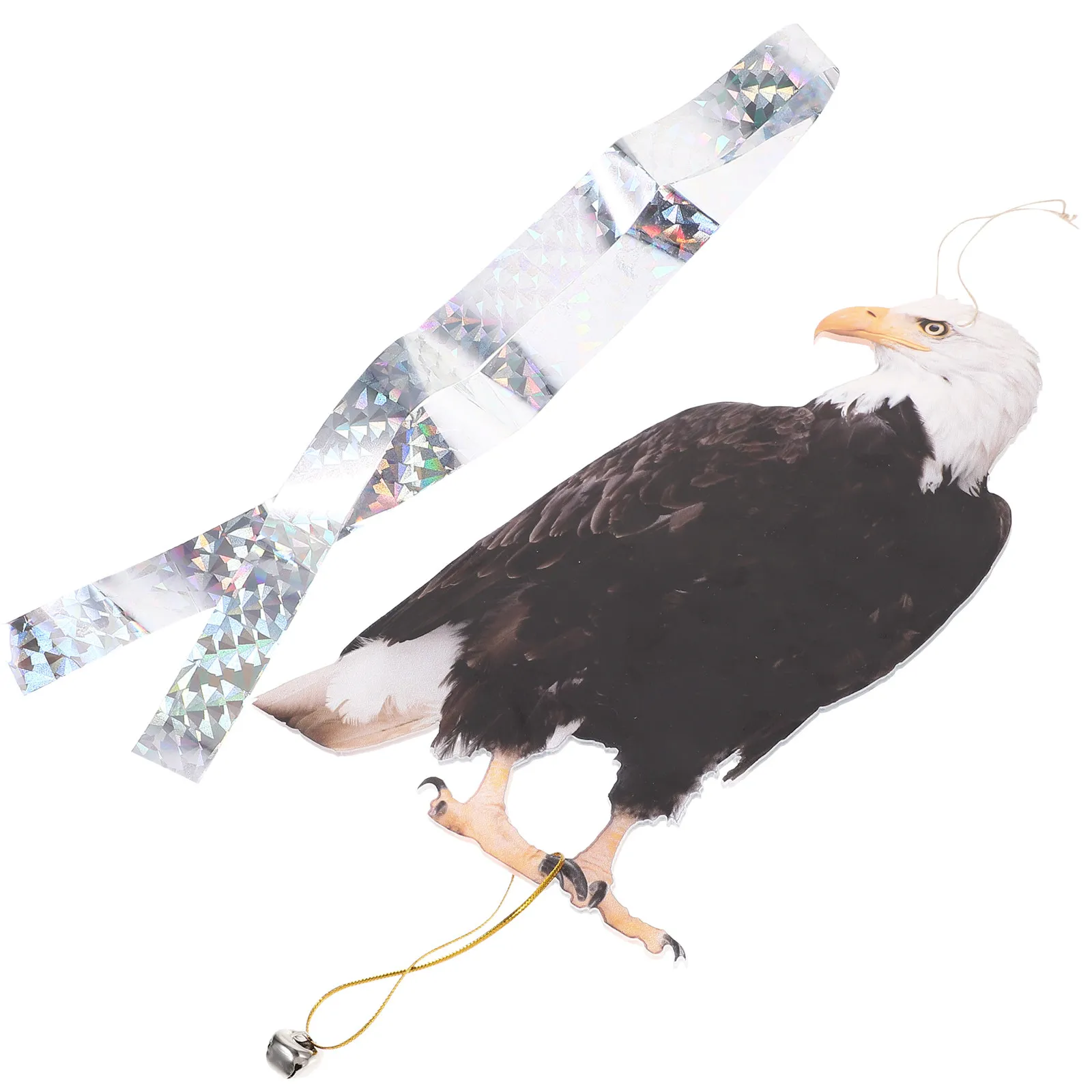 2Sets Realistic Eagle Bird Deterrent Acrylic Metal Rotating Wind Spinner Outdoor Garden Yard Hanging Decoration Lawn Ornament