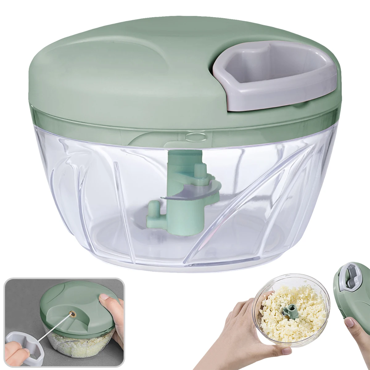 Home Kitchen Manual Ginger Grinder Garlic 500ml/900ml Mud Splasher Multifunctional Food Vegetable Cutter Handheld Meat Grinder