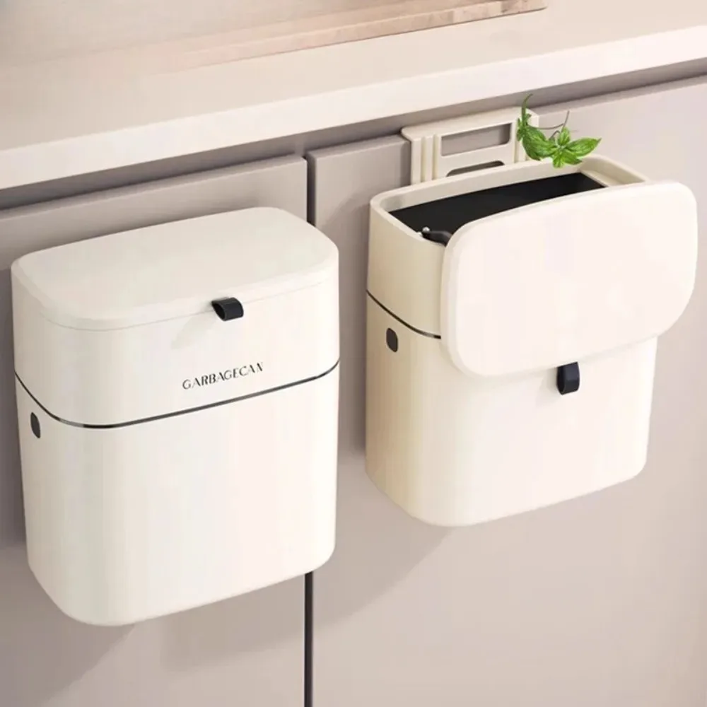 Wall Mounted Trashcan Gap Hanging Garbage Bin with Lid Household High-value Kitchen Trash Bin Bathroom Toilet Large Garbage Can