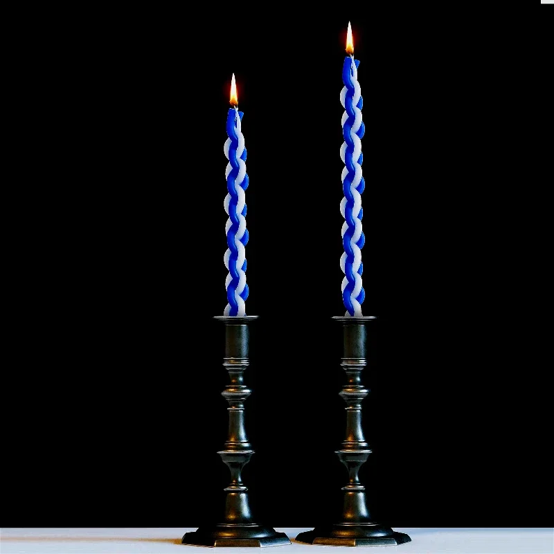 Paquete de 1 vela trenzada blanca y azul, vela Havdalah, iluminación, velas Shabbat, velas artesanales, regalo de Judaica