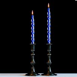1PACK White and Blue Braided Candle Havdalah Candle Lighting Shabbat Candles Handcrafted Candles Judaica Gift